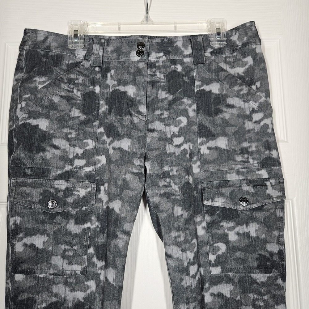 Anatomie Grey Camo Cargo Pants Womens Large Slim Stretch Travel Trousers Comfort